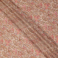 Beige Paisley Printed Premium Pure Silk Crepe Fabric Vintage Floral Leaf Design Soft Lightweight Dress Material 110 Cms Width India-D27995