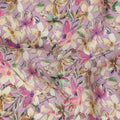 Lavender Floral Printed Premium Pure Silk Crepe Fabric Pink Blossom Garden Design Soft Lightweight Dress Material 110 Cms Width India-D27998 - Regal Fabrics