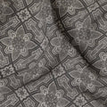 Grey Geometric Floral Printed Premium Pure Silk Crepe Fabric Vintage Tile Pattern Soft Lightweight Dress Material 110 Cms Width India-D27991