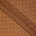 Brown Geometric Floral Printed Premium Pure Silk Crepe Fabric Vintage Tile Pattern Soft Lightweight Dress Material 110 Cms Width India-D27993