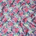 White Pink Floral Printed Premium Pure Silk Satin Fabric Purple And Blue Blossom Botanical Design Luxury Soft Dress Material 110 Cms Width India-D28028 - Regal Fabrics