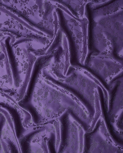 Royal Amethyst Floral Silk Satin Fabric 110cm