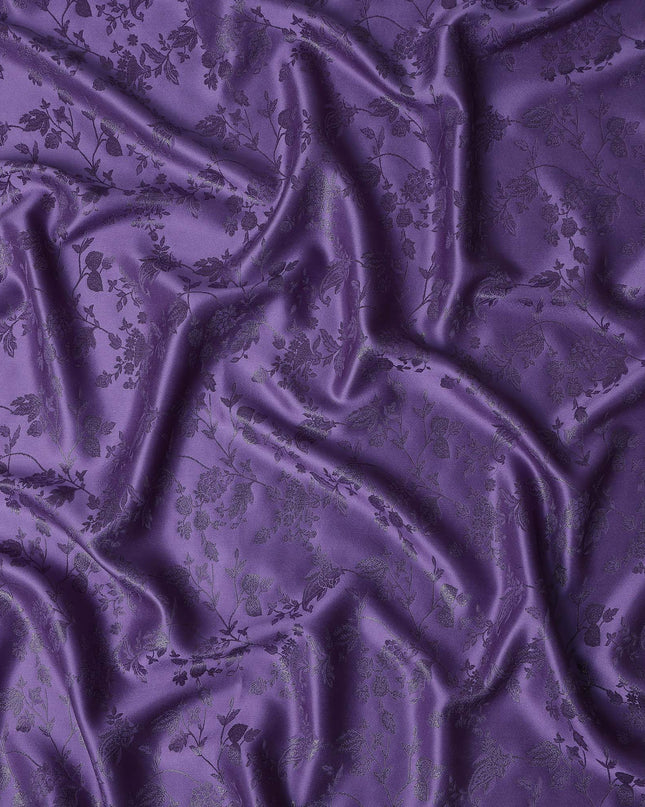 Royal Amethyst Floral Silk Satin Fabric 110cm
