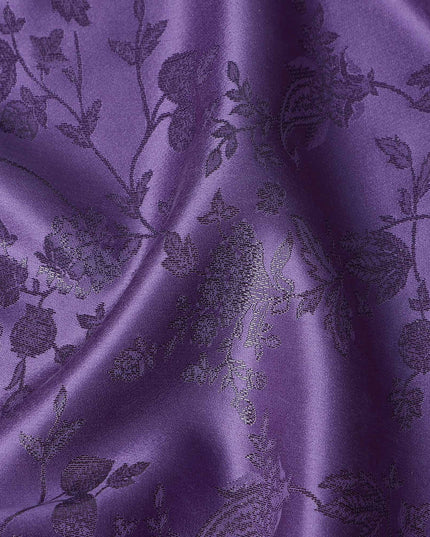Royal Amethyst Floral Silk Satin Fabric 110cm