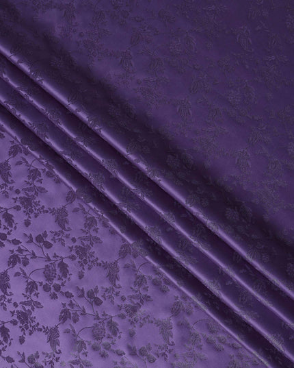 Royal Amethyst Floral Silk Satin Fabric 110cm