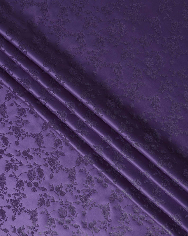 Royal Amethyst Floral Silk Satin Fabric 110cm