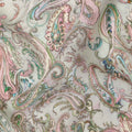 Off White Multicolor Paisley Floral Printed Pure Silk Crepe Fabric Lightweight Soft Draping Dress Material 110 Cms Width India Origin-D28809 Regal Fabrics