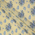 Cream Blue Floral Bouquet Printed Pure Silk Crepe Fabric Soft Draping Lightweight Dress Material 110 Cms Width India Origin-D28817 Regal Fabrics