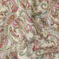 Cream Multicolor Paisley Floral Printed Pure Silk Crepe Fabric Lightweight Soft Draping Dress Material 110 Cms Width India Origin-D28808 Regal Fabrics