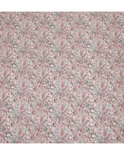 Blush Pink Multicolor Paisley Floral Printed Pure Silk Crepe Fabric Lightweight Soft Draping Dress Material 110 Cms Width India Origin-D28810 Regal Fabrics