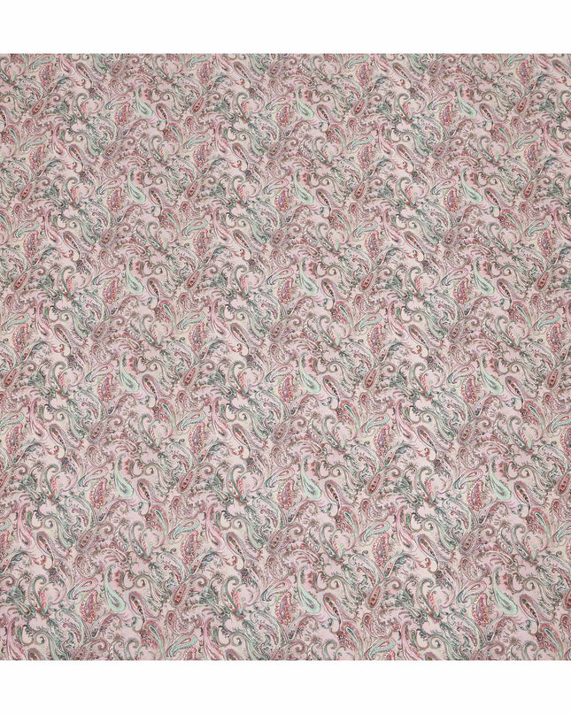 Blush Pink Multicolor Paisley Floral Printed Pure Silk Crepe Fabric Lightweight Soft Draping Dress Material 110 Cms Width India Origin-D28810 Regal Fabrics