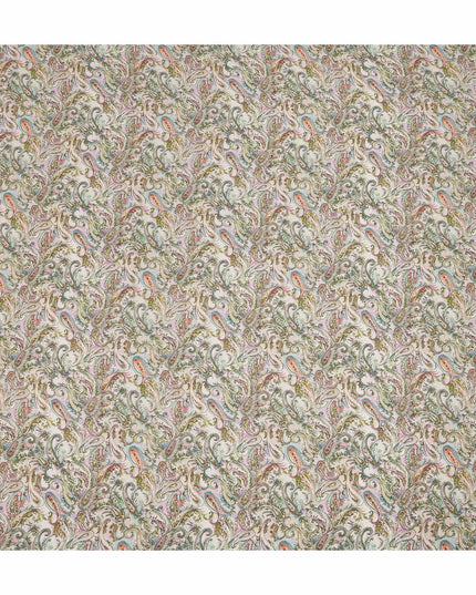 Ivory Multicolor Paisley Floral Printed Pure Silk Crepe Fabric Lightweight Soft Draping Dress Material 110 Cms Width India Origin-D28807 Regal Fabrics