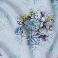 Sky Blue Multicolor Floral Bouquet Printed Pure Silk Crepe Fabric Soft Draping Lightweight Dress Material 110 Cms Width India Origin-D28818 Regal Fabrics