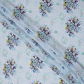 Sky Blue Multicolor Floral Bouquet Printed Pure Silk Crepe Fabric Soft Draping Lightweight Dress Material 110 Cms Width India Origin-D28818 Regal Fabrics