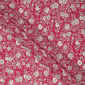 Red White Floral Botanical Printed Pure Silk Crepe Fabric Lightweight Soft Draping Dress Material 110 Cms Width India Origin-D28815 Regal Fabrics