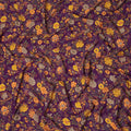 Purple Yellow Floral Garden Printed Pure Silk Crepe Fabric Lightweight Soft Draping Dress Material 110 Cms Width India Origin-D28813 Regal Fabrics