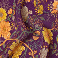 Purple Yellow Floral Garden Printed Pure Silk Crepe Fabric Lightweight Soft Draping Dress Material 110 Cms Width India Origin-D28813 Regal Fabrics