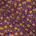 Purple Yellow Floral Garden Printed Pure Silk Crepe Fabric Lightweight Soft Draping Dress Material 110 Cms Width India Origin-D28813 Regal Fabrics