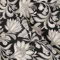 Black White Floral Vine Printed Pure Silk Crepe Fabric Lightweight Soft Draping Dress Material 110 Cms Width India Origin-D28798 Regal Fabrics