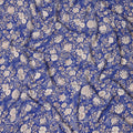 Royal Blue White Floral Botanical Printed Pure Silk Crepe Fabric Lightweight Soft Draping Dress Material 110 Cms Width India Origin-D28816 Regal Fabrics