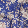 Royal Blue White Floral Botanical Printed Pure Silk Crepe Fabric Lightweight Soft Draping Dress Material 110 Cms Width India Origin-D28816 Regal Fabrics