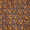 Navy Blue Mustard Floral Bird Print Pure Silk Crepe Fabric Lightweight Soft Draping Dress Material 110 Cms Width India Origin-D28800 Regal Fabrics