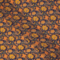 Navy Blue Mustard Floral Bird Print Pure Silk Crepe Fabric Lightweight Soft Draping Dress Material 110 Cms Width India Origin-D28800 Regal Fabrics