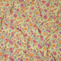 Light Yellow Multicolor Floral Garden Printed Pure Silk Crepe Fabric Lightweight Soft Draping Dress Material 110 Cms Width India Origin-D28812 Regal Fabrics