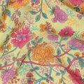 Light Yellow Multicolor Floral Garden Printed Pure Silk Crepe Fabric Lightweight Soft Draping Dress Material 110 Cms Width India Origin-D28812 Regal Fabrics