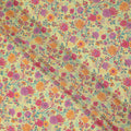 Light Yellow Multicolor Floral Garden Printed Pure Silk Crepe Fabric Lightweight Soft Draping Dress Material 110 Cms Width India Origin-D28812 Regal Fabrics
