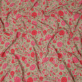 Beige Pink Floral Garden Printed Pure Silk Crepe Fabric Lightweight Soft Draping Dress Material 110 Cms Width India Origin-D28803 Regal Fabrics