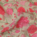Beige Pink Floral Garden Printed Pure Silk Crepe Fabric Lightweight Soft Draping Dress Material 110 Cms Width India Origin-D28803 Regal Fabrics