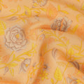 Peach Yellow Floral Botanical Printed Pure Silk Crepe Fabric Lightweight Soft Draping Dress Material 110 Cms Width India Origin-D28801 Regal Fabrics