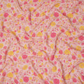 Light Pink Yellow Floral Garden Printed Pure Silk Crepe Fabric Lightweight Soft Draping Dress Material 110 Cms Width India Origin-D28802 Regal Fabrics