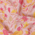 Light Pink Yellow Floral Garden Printed Pure Silk Crepe Fabric Lightweight Soft Draping Dress Material 110 Cms Width India Origin-D28802 Regal Fabrics