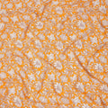 Orange White Floral Vine Printed Pure Silk Crepe Fabric Lightweight Soft Draping Dress Material 110 Cms Width India Origin-D28799 Regal Fabrics
