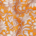 Orange White Floral Vine Printed Pure Silk Crepe Fabric Lightweight Soft Draping Dress Material 110 Cms Width India Origin-D28799 Regal Fabrics