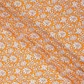Orange White Floral Vine Printed Pure Silk Crepe Fabric Lightweight Soft Draping Dress Material 110 Cms Width India Origin-D28799 Regal Fabrics