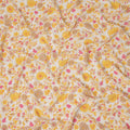 Cream Yellow Pink Floral Garden Printed Pure Silk Crepe Fabric Lightweight Soft Draping Dress Material 110 Cms Width India Origin-D28804 Regal Fabrics
