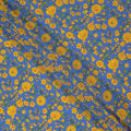 Blue Yellow Floral Garden Printed Pure Silk Crepe Fabric Lightweight Soft Draping Dress Material 110 Cms Width India Origin-D28806 Regal Fabrics