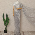 Lavender French Metallic Chantilly Lace Saree