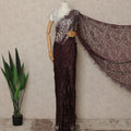 Wine Burgundy French Chantilly Saree Lace With Stone Work Elegant Floral Net Design 5.5 Mtrs Length 110 Cms Width Premium Soft Sheer Fabric France Origin-D28888 Regal Fabrics