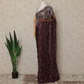 Wine Burgundy French Chantilly Saree Lace With Stone Work Elegant Floral Net Design 5.5 Mtrs Length 110 Cms Width Premium Soft Sheer Fabric France Origin-D28888 Regal Fabrics