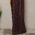 Wine Burgundy French Chantilly Saree Lace With Stone Work Elegant Floral Net Design 5.5 Mtrs Length 110 Cms Width Premium Soft Sheer Fabric France Origin-D28888 Regal Fabrics