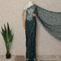 Teal Green French Chantilly Saree Lace With Stone Work Elegant Floral Net Design 5.5 Mtrs Length 110 Cms Width Premium Soft Sheer Fabric France Origin-D28896 Regal Fabrics