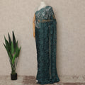 Teal Green French Chantilly Saree Lace With Stone Work Elegant Floral Net Design 5.5 Mtrs Length 110 Cms Width Premium Soft Sheer Fabric France Origin-D28896 Regal Fabrics
