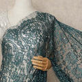 Teal Green French Chantilly Saree Lace With Stone Work Elegant Floral Net Design 5.5 Mtrs Length 110 Cms Width Premium Soft Sheer Fabric France Origin-D28896 Regal Fabrics
