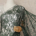 Forest Green French Chantilly Saree Lace With Stone Work Elegant Floral Net Design 5.5 Mtrs Length 110 Cms Width Premium Soft Sheer Fabric France Origin-D28893 Regal Fabrics