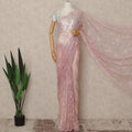Blush Pink Outline Metallic French Chantilly Saree Lace With Stone Work Elegant Floral Net Design 5.5 Mtrs Length 110 Cms Width Premium Soft Sheer Fabric France Origin-D28900 Regal Fabrics