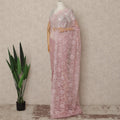 Blush Pink Outline Metallic French Chantilly Saree Lace With Stone Work Elegant Floral Net Design 5.5 Mtrs Length 110 Cms Width Premium Soft Sheer Fabric France Origin-D28900 Regal Fabrics